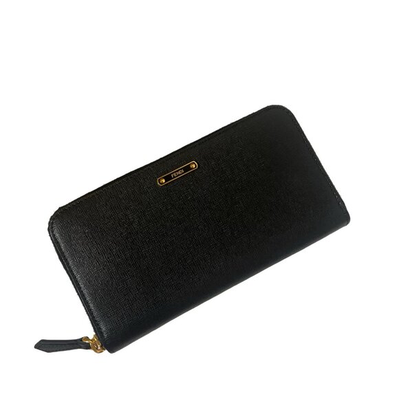 Fendi Black Leather Continental Zip Around Wallet - Picture 4 of 6